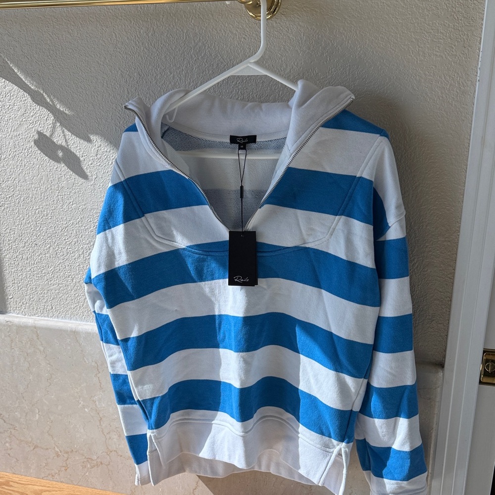 New Rails Ocean Rugby Stripe Cotton Sweatshirt